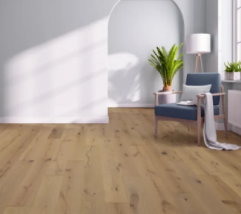 photo of a white living space featuring an engineered wood floor